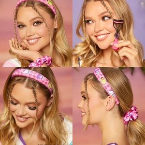 Hello kitty eyelash curler, hello kitty hair band and scrunchy. accessories
